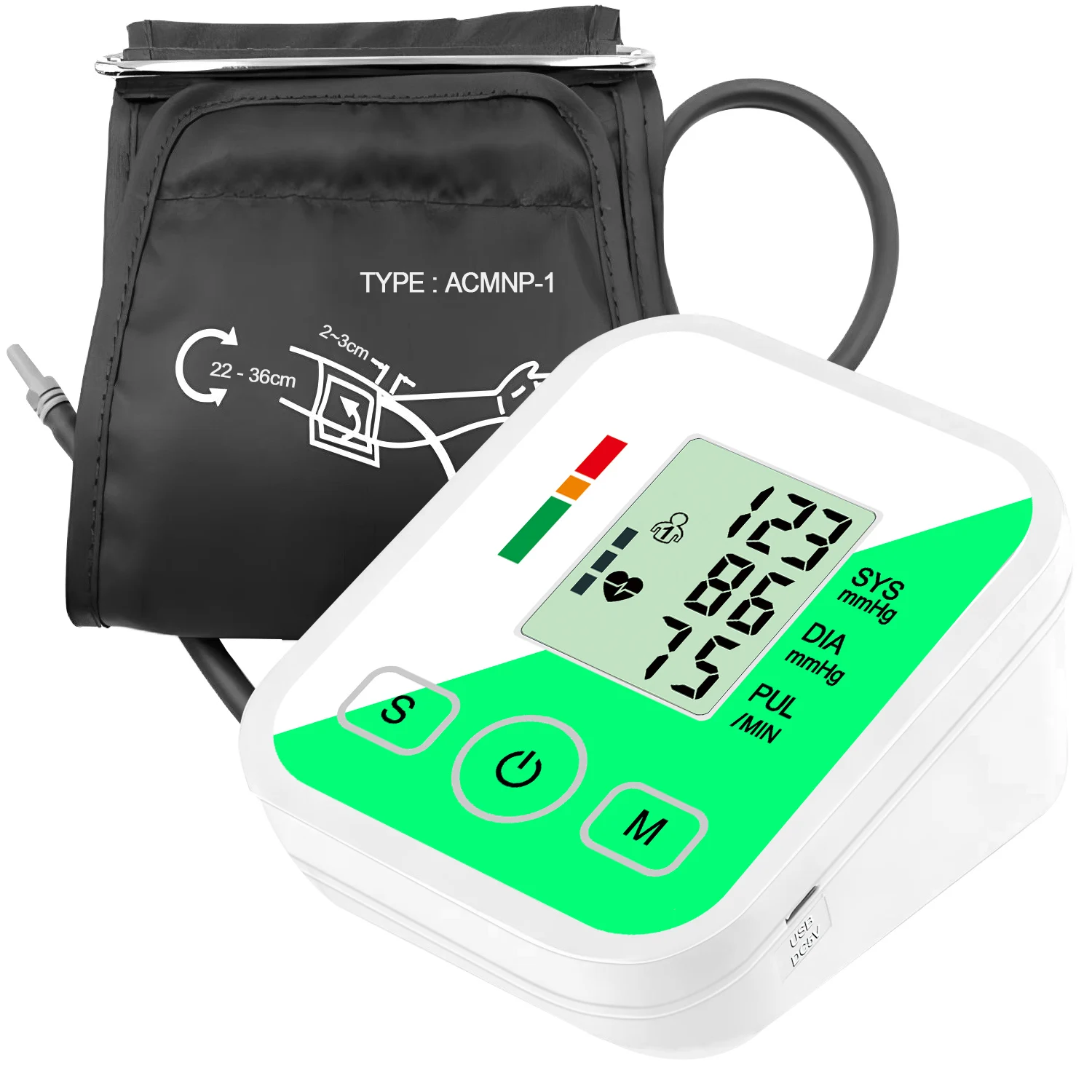 Blood Pressure Monitor Blood Pressure Meter Tensiometer Heart Rate Pulse Meter BP Monitor Healthy Digital Arm Cuff Medical Automatic Tonometer