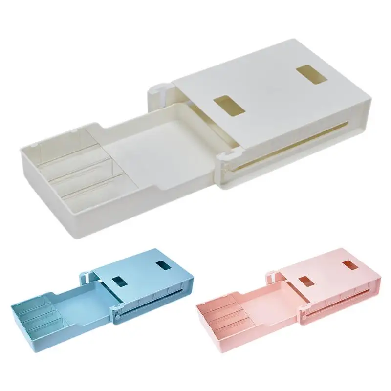 

Self Stick Pencil Tray Under Desk Drawer Storage Box Stationery Organizer Stand For Pens Office Home Storage Organizer