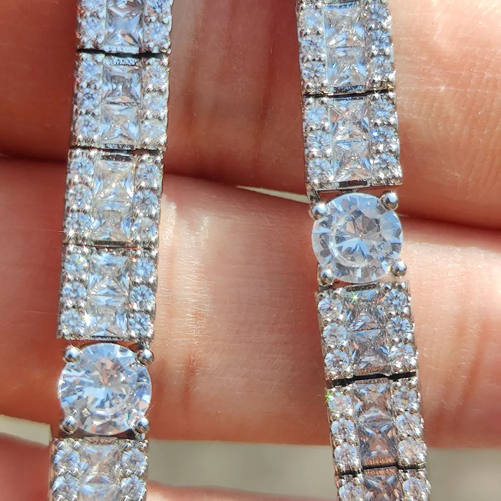 Hip Hop Jewelry 6mm Square Circle Mixed Zircon Tennis Chain Necklace Fashion Personalized Women Accessories