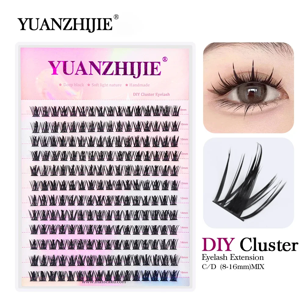 

YUANZHIJIE DIY Lashes Ribbon Mix Dovetail Individual Eyelashes Clusters D Curl Wispy Natural Soft Cosmetic Kit Makeup Supplies