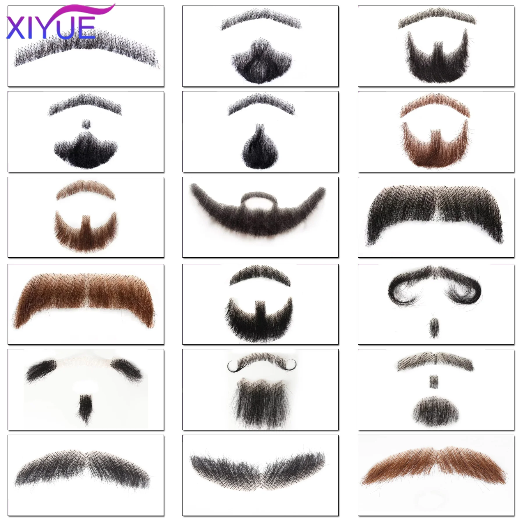 XIYUE Lace Beard Fake Moustache For Men Mustache Hand Made By Real Hair Cosplay Synthetic Lace Invisible Beards