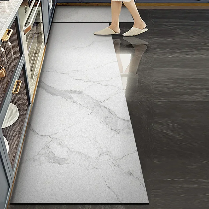 Kitchen Carpet Pvc Waterproof Leather Mat Home Decoration Marble Floor Mats Non-slip Oil-proof Long Rug Alfombras Cocina 주방바닥매트 2