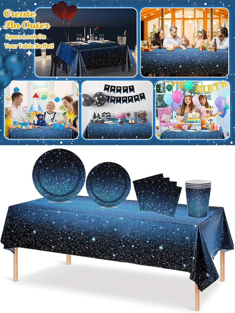 Planet Geburtstag Sternenhimmel Party Dekoration Geschirr Pappteller Servietten Sonnensystem Weltraumthema Sternennacht Partyzubehör – Detail 1