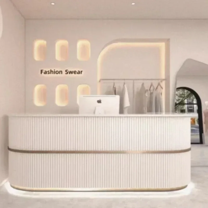 Light Cashier Mobile Convenient Reception Desk Office Luxury Furniture Commercial Counter 59 Inches 150*60*100 CM Six Colours