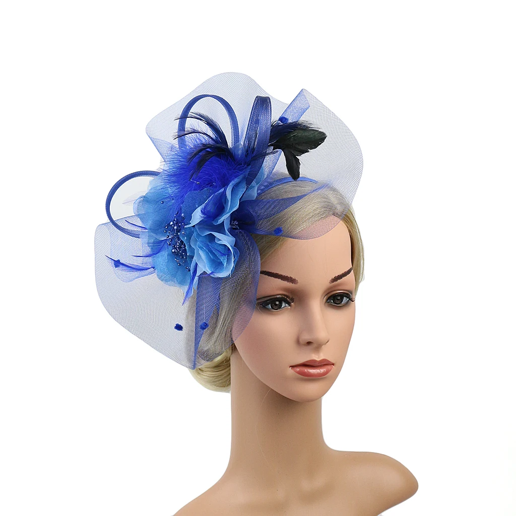 

Angel-fashions Lady Wedding Fascinators Flower Headband Hair Clip Pillbox Hat Cocktail Tea Party Headwear With Bead Feather