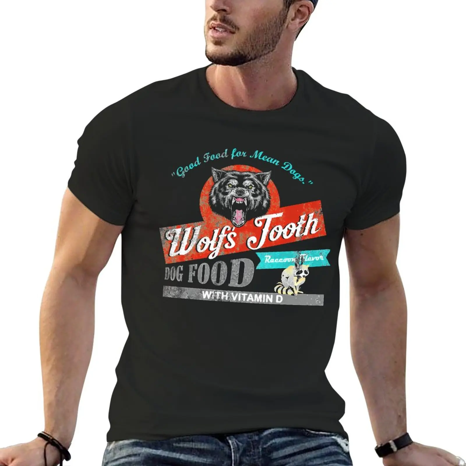 

Wolfs Tooth Dog Food, Distressed T-Shirts O-Neck Classic T-Shirt animal print shirt for boys fruit of the loom mens t shirts