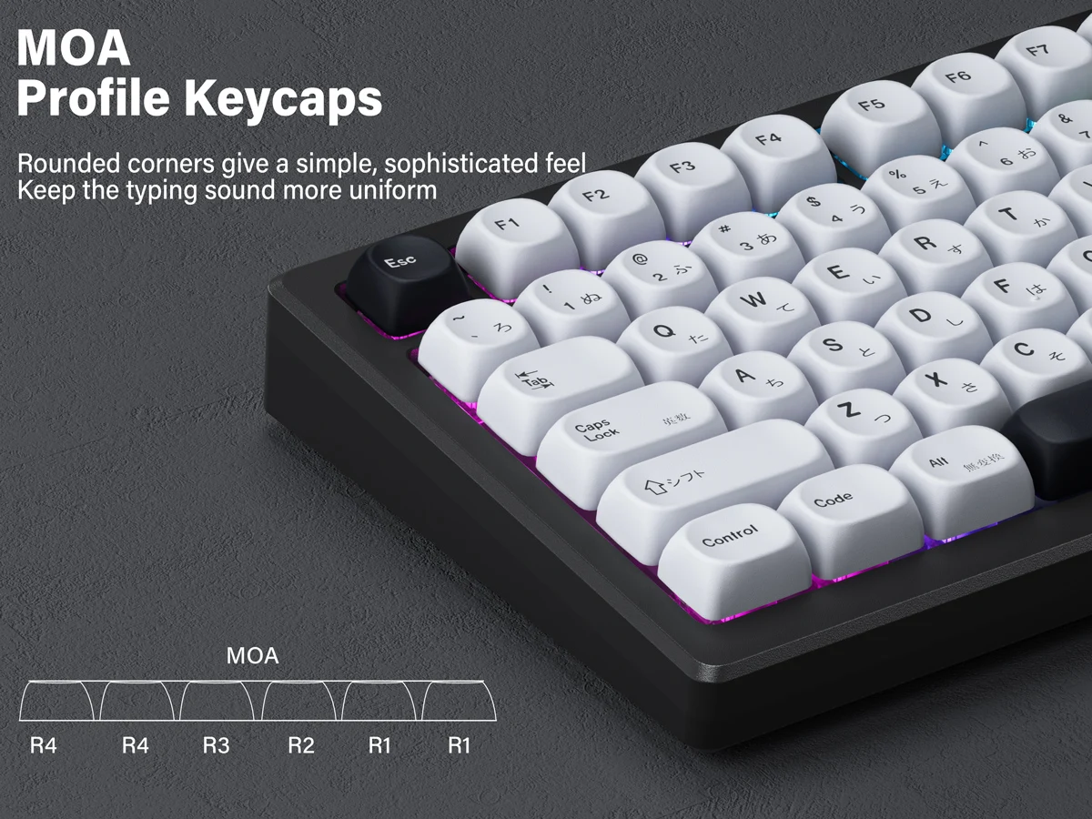 専用 roBa ホワイト XVX PBT Keycaps - MOA Keycaps White, Japanese Keycaps 75