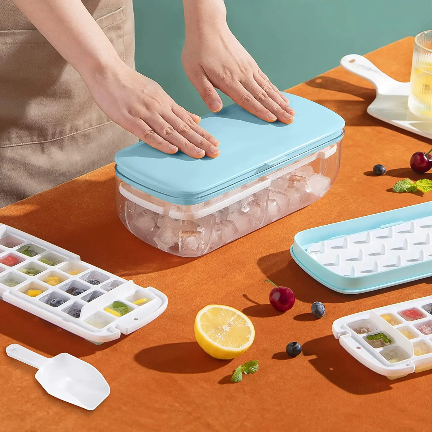 Silicone Ice Tray Large capacity Ice Cube Mold Household Ice Storage