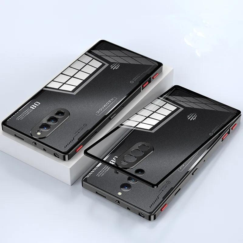 

Металлический бампер стеклянная задняя крышка Магнитная чехол для телефона для Nubia Red Magic 8s Pro Чехол Алюминиевый магнит Чехлы для red magic 8s pro +