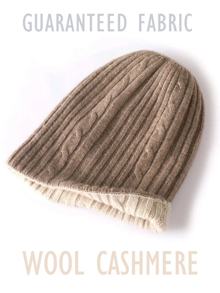 Verkauf Kaschmir Kappen neue Mode Doppels chicht Zopf muster reversible Unisex Mützen Woll mischung Motorhaube warme Mütze gemütlich im Freien lässig