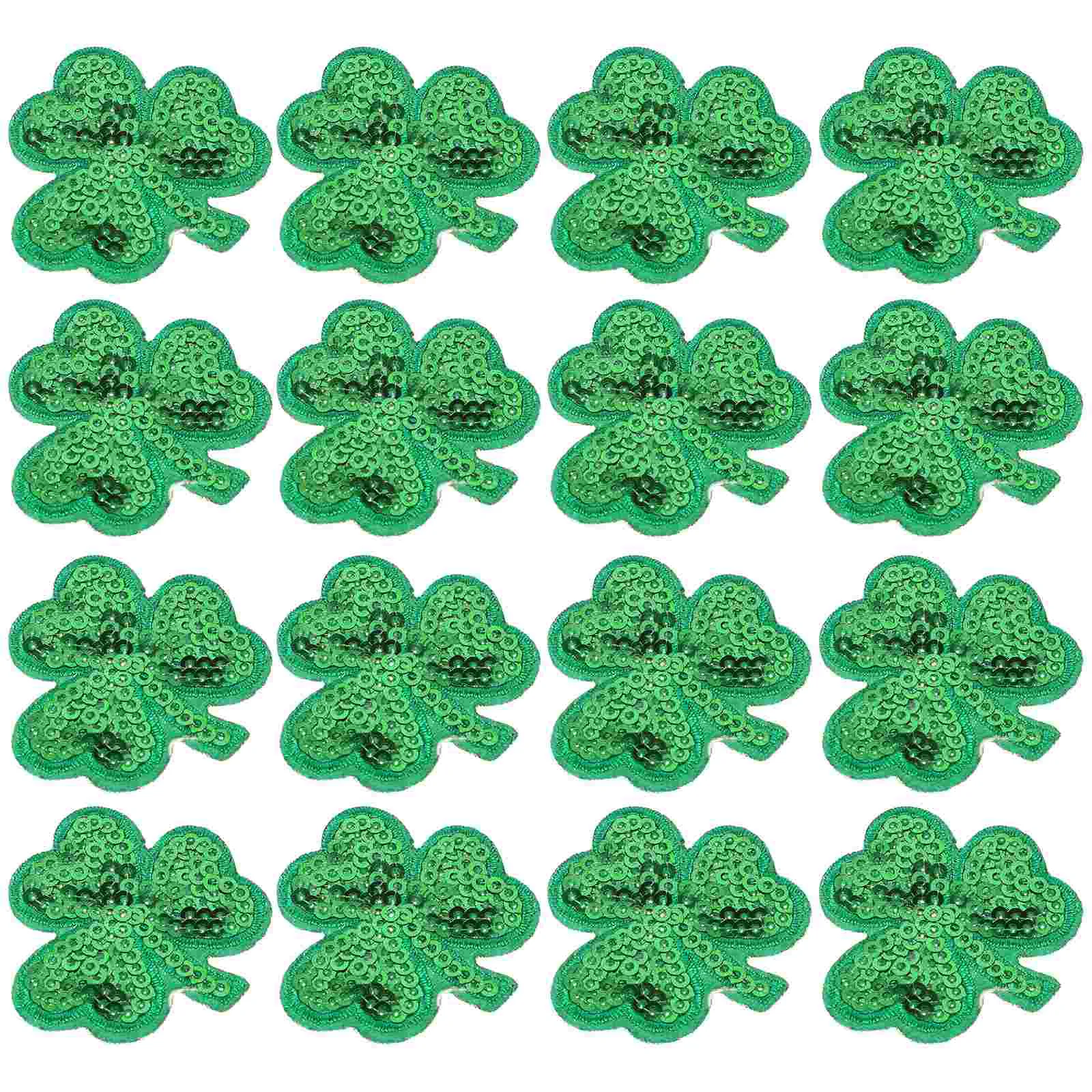 

20pcs St Patricks Day Shamrock Patches Sew On Glitter Embroidered Patches Appliques for Crafts DIY Decor Jeans Jackets Clothing