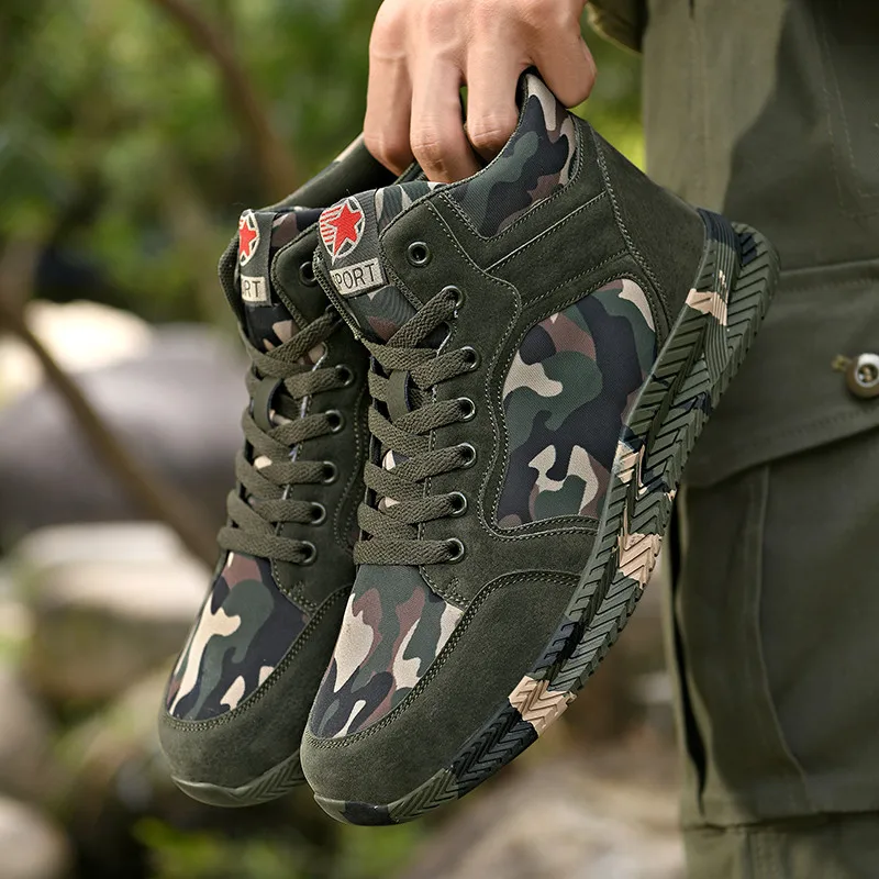 Men's Camouflage High Top Canvas Sneakers - Lace-up Skate Shoes for Casual Walking