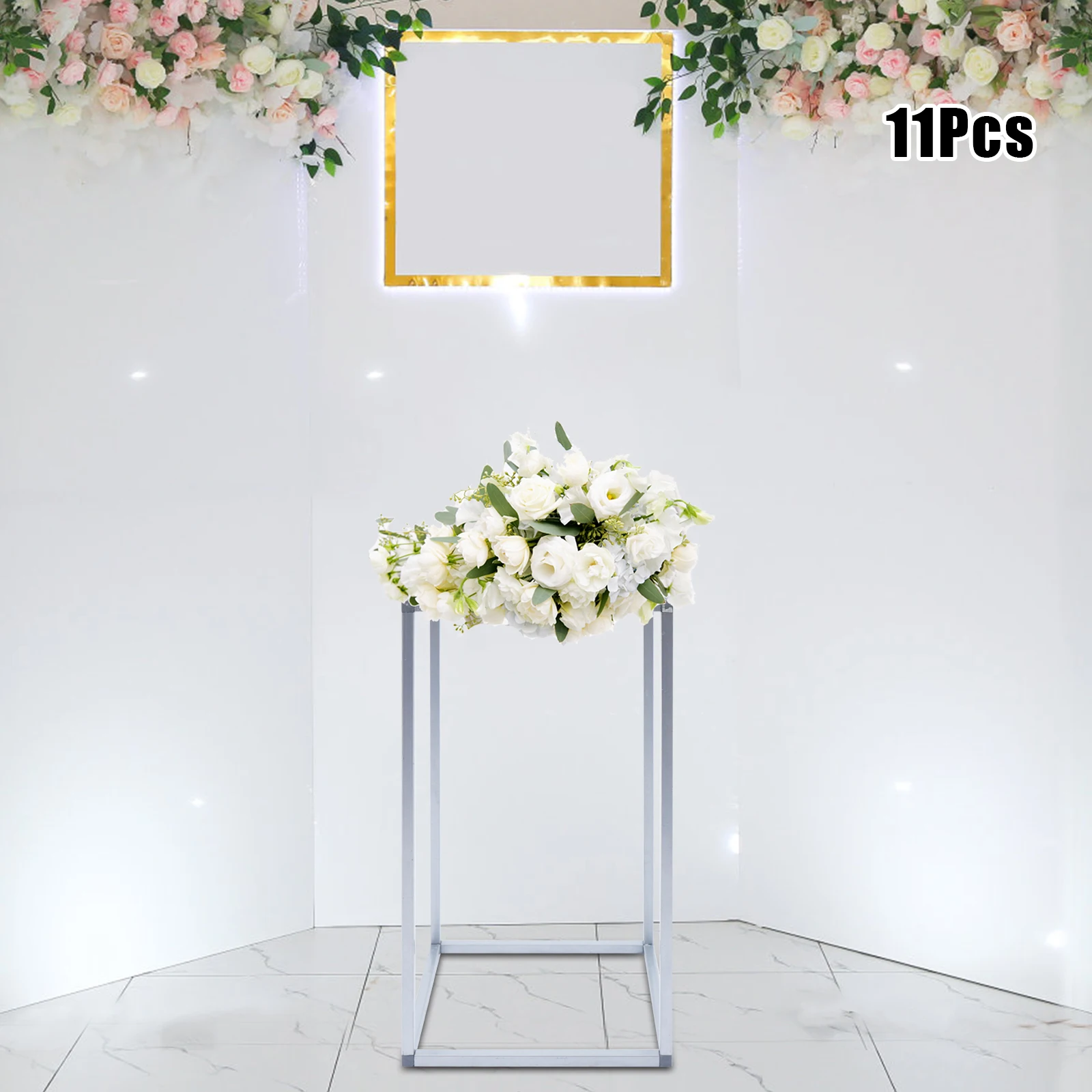 Modern 11Pcs Wedding Flower Stand Silver Floor Standing Flower Holder Racks Countertop Mount