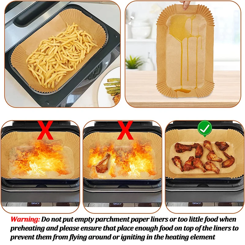 Air Fryer Paper Disposable Non-Stick Kitchen Baking Airfryer Mat Oilproof Pad