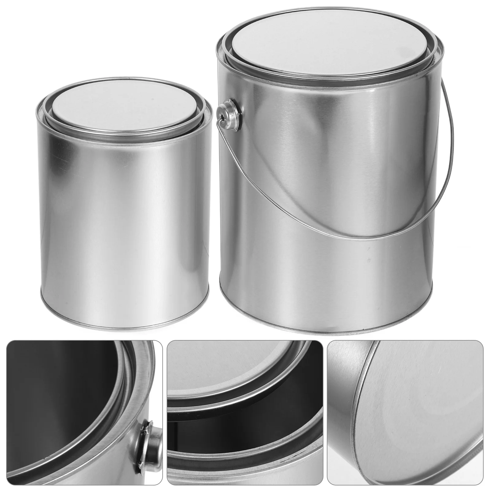2pcs Empty Paint Bucket Pitch Storage Can Sealed Empty Metal Paint Can Pitch Metal Container with Lid