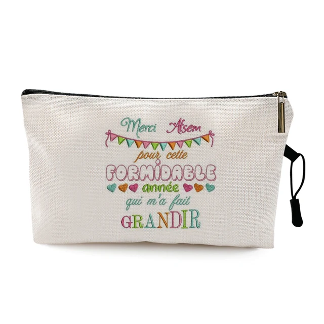 Teacher's Day Graduation Gift Cosmetic Bag Super Atsem Merci Maitresse Print Women Neceser Makeup Bag Pouch Travel Organizer Pattern 23