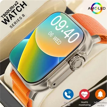 Reloj inteligente T800 Ultra 2 para hombre, de 49mm Smartwatch, Serie 8, Pantalla AMOLED de 2024 pulgadas, brújula, resistente al agua, Apple Watch, IWO Ultra 8, 2,3 1