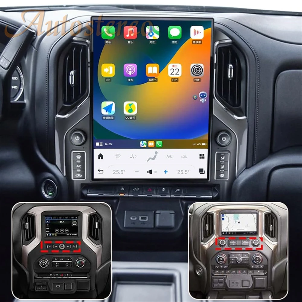 15.6 Android 13 Car Radio for GMC Sierra Denali Silverado 2019 2020 2021 2022 20