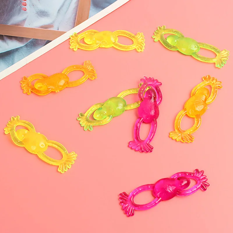 5Pcs Catapult Frog Animal Toys Cartoon Catapult Frog Sticky Stretching Elastic Toys Kids Birthday Party Gift Finger Game