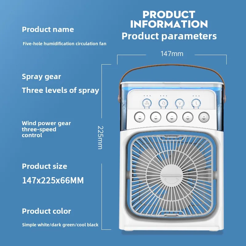 Portable 3 In 1 Fan AIr Conditioner Household Small Air Cooler LED Night Lights Humidifier Air Adjustment Home Fans
