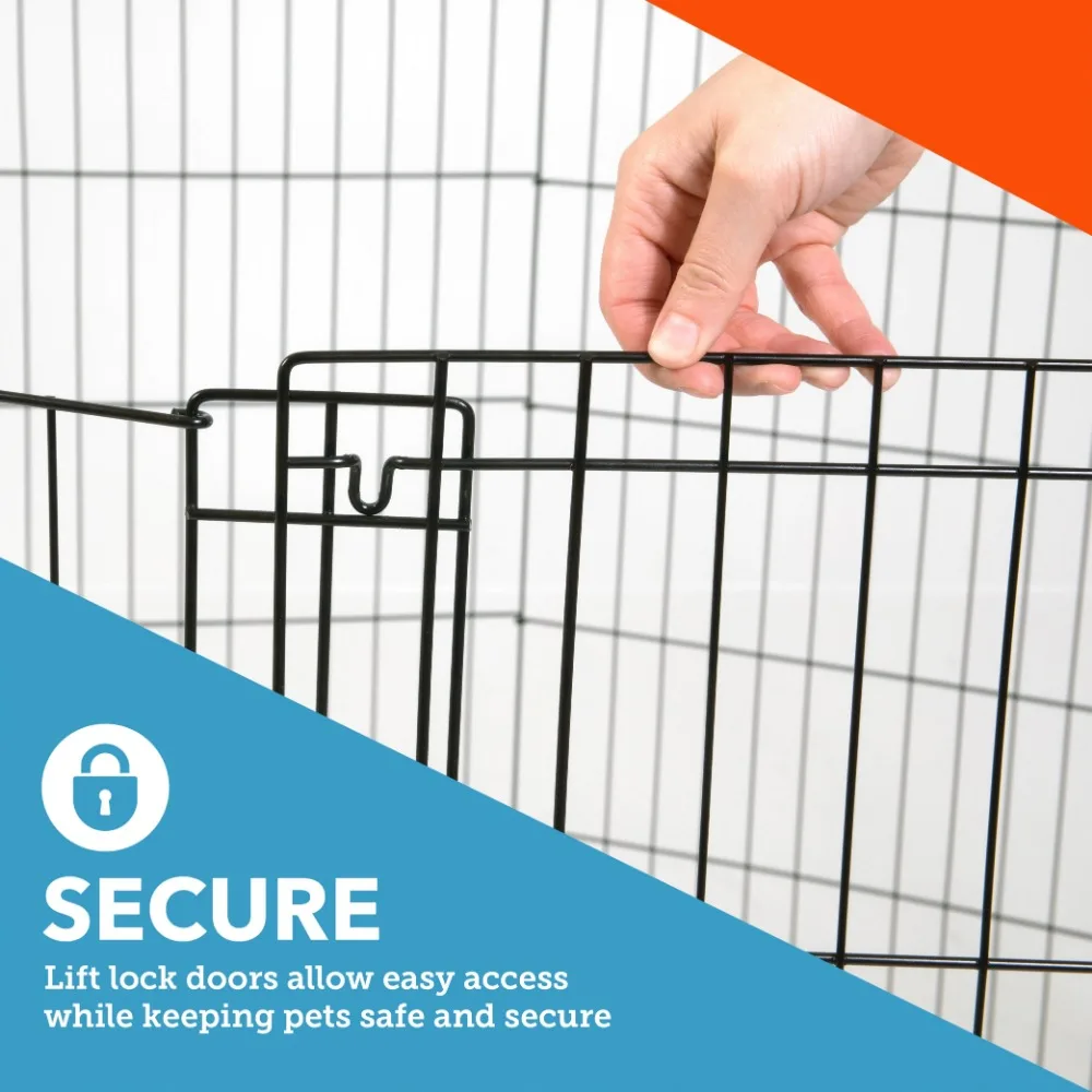 8Panel Pet Exercise Play Pen With Door Basket for Dog Houses and