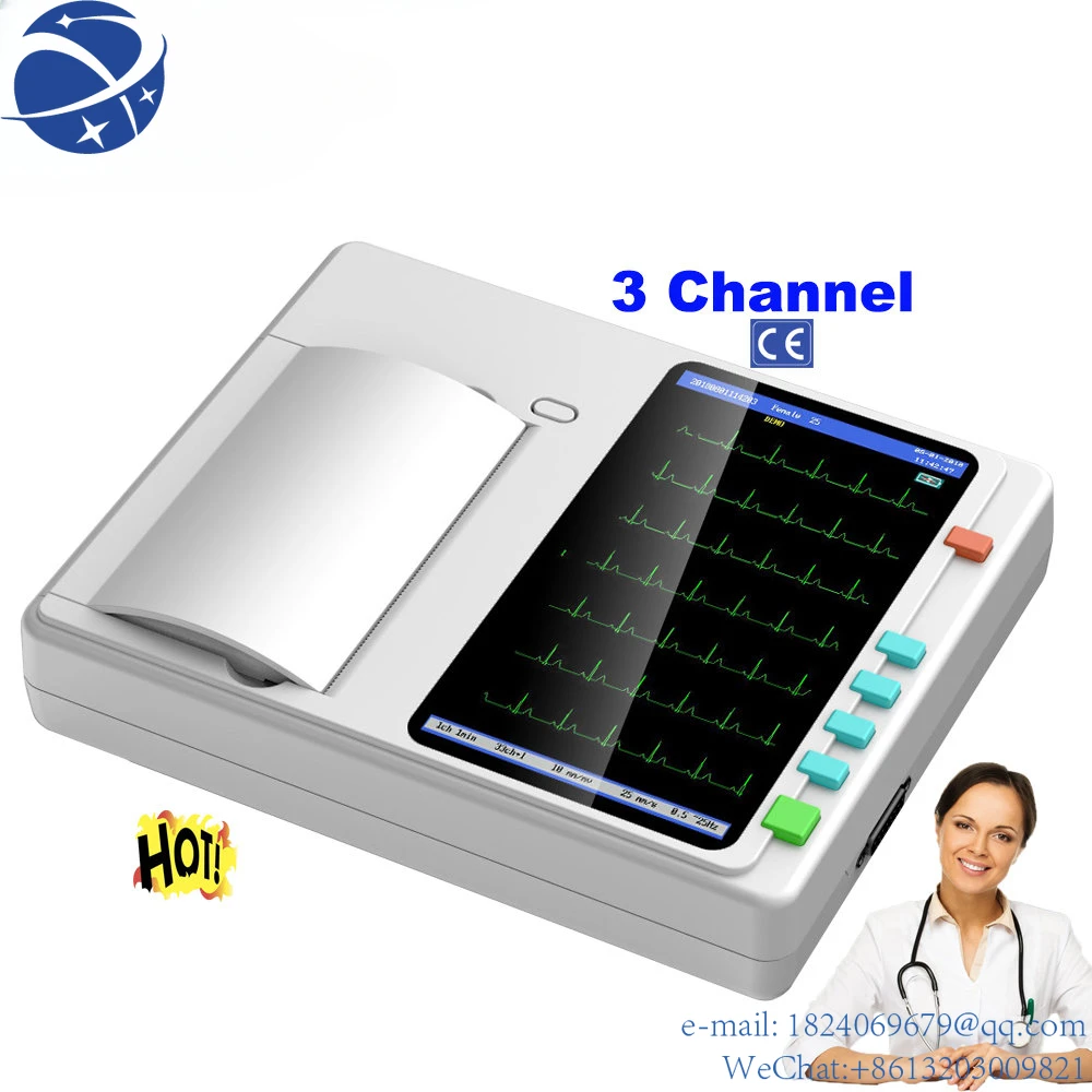 

YUN YI3 channel high resolution portable 12 leads ECG machine for hospital