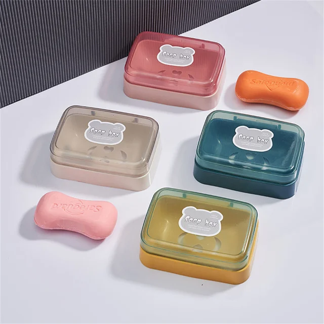 Flip Cover portasapone portasapone drenante in plastica scatola portaoggetti per sapone da bagno per la casa contenitore per portasapone trasparente portatile 5