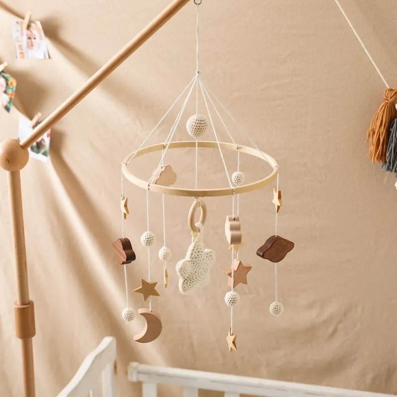 Baby Rassel Spielzeug 0-12 Monate Holz Mobile Auf Dem Bett Neugeborenen Spieluhr Bett Glocke Hängen Spielzeug Halter Halterung infant Krippe Junge Spielzeug – Detail 9