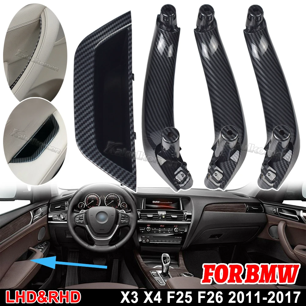 For BMW X3 X4 F25 F26 Carbon Fiber 4 PCS Car Interior Door Handle