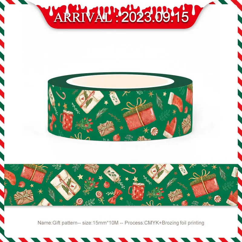 1X 10M Deco Silver Snowflake Foil Christmas Trees Glove Santa Claus Snowman Masking Washi Tape for Diary Scrapbooking Stationery 6