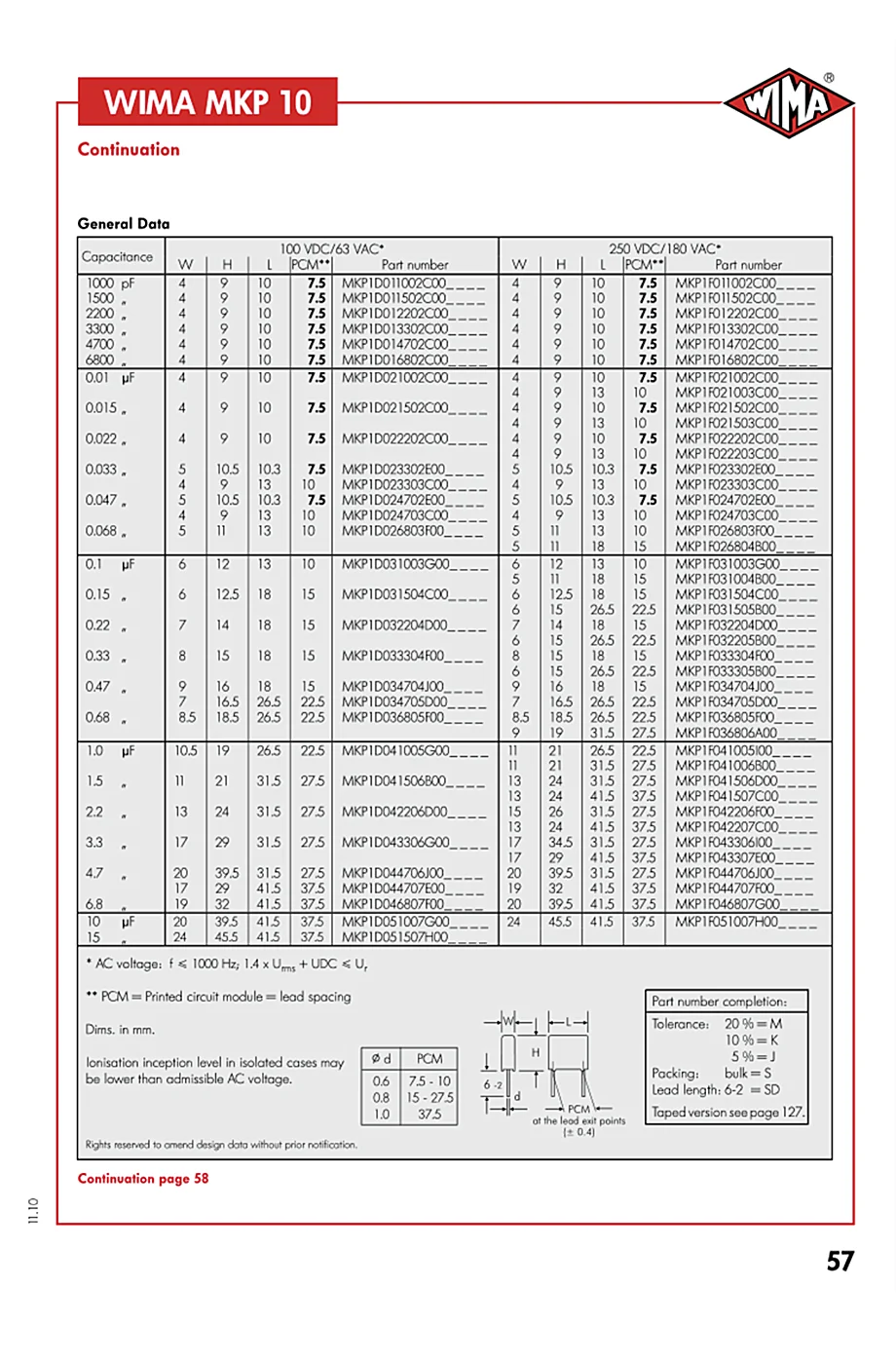 German WIMA Film Capacitor MKP10 250V 1UF 1.0UF 250V 105 Pitch 22.5mm Audio passive capacitor 5/10/50pcs