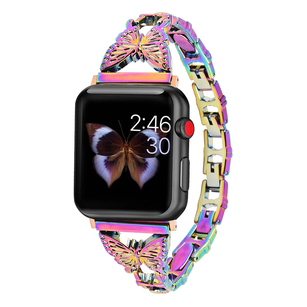 Metal Strap For Apple Watch Series 8 7 45mm 41mm Butterfly Style Practical Wristband For iwatch 7 6 5 4 3 SE 44mm 42mm 40mm 38mm