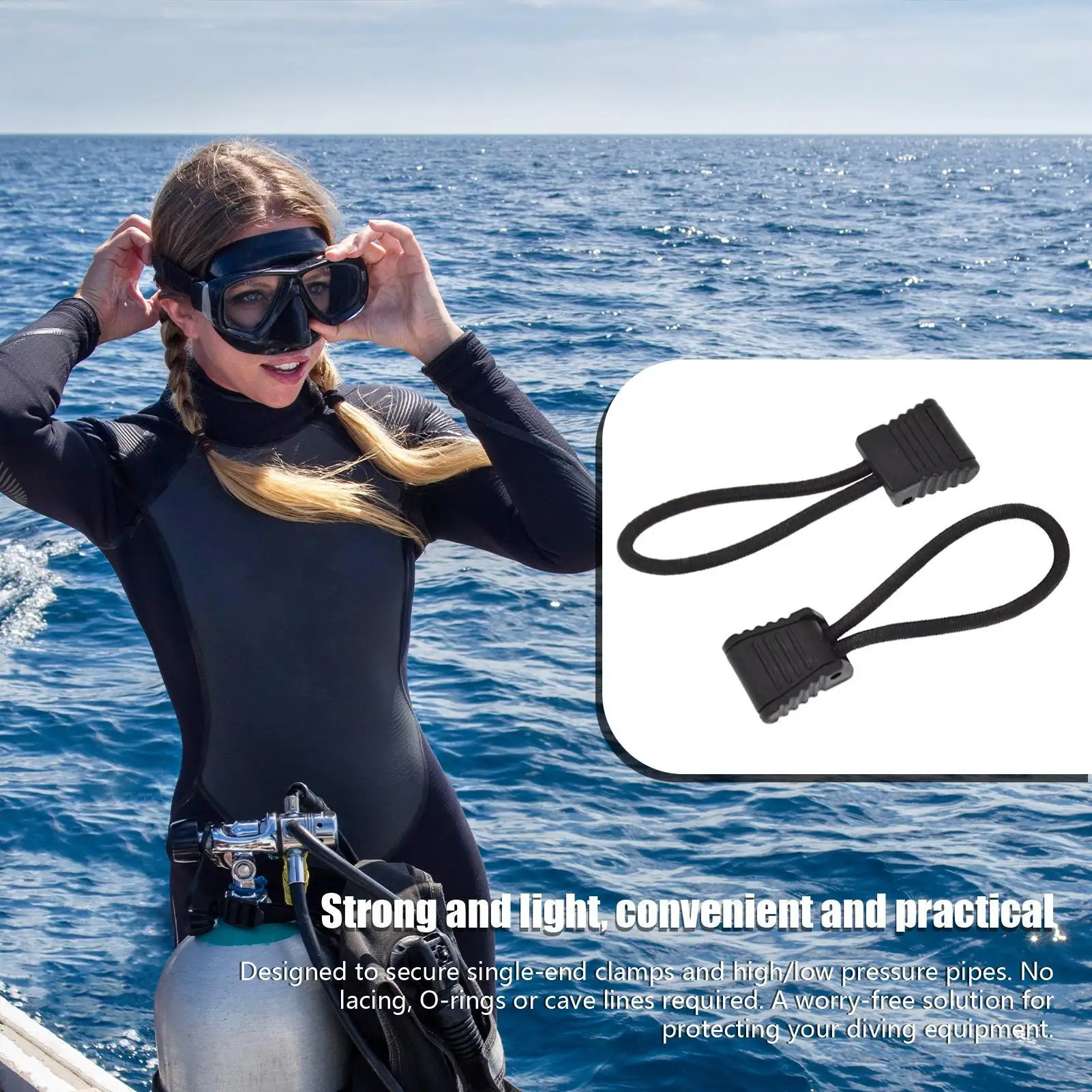 2pcs Scuba Diving Dive Diver Hose Clip Retainer Holder Elastic BungeeRope Tap For Fixing Clips And Pipe Accessories