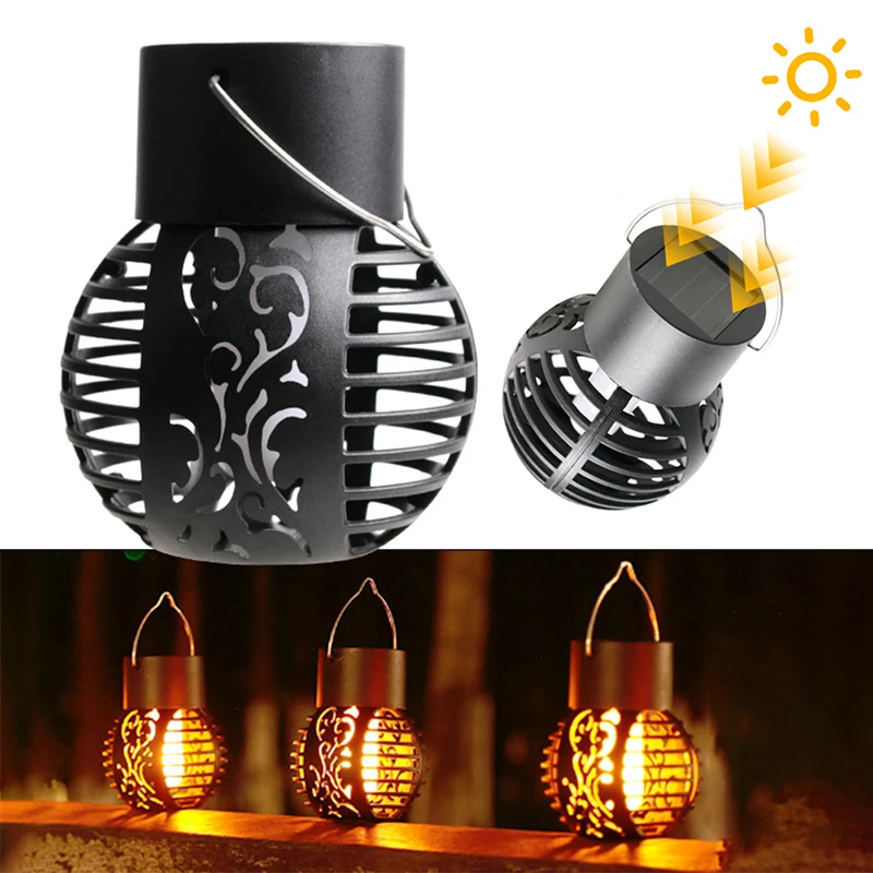 

Solar Flame Garden Lamp Torch Light Outdoor Waterproof Hanging Lantern Hollow Lights for Patio Path Yard