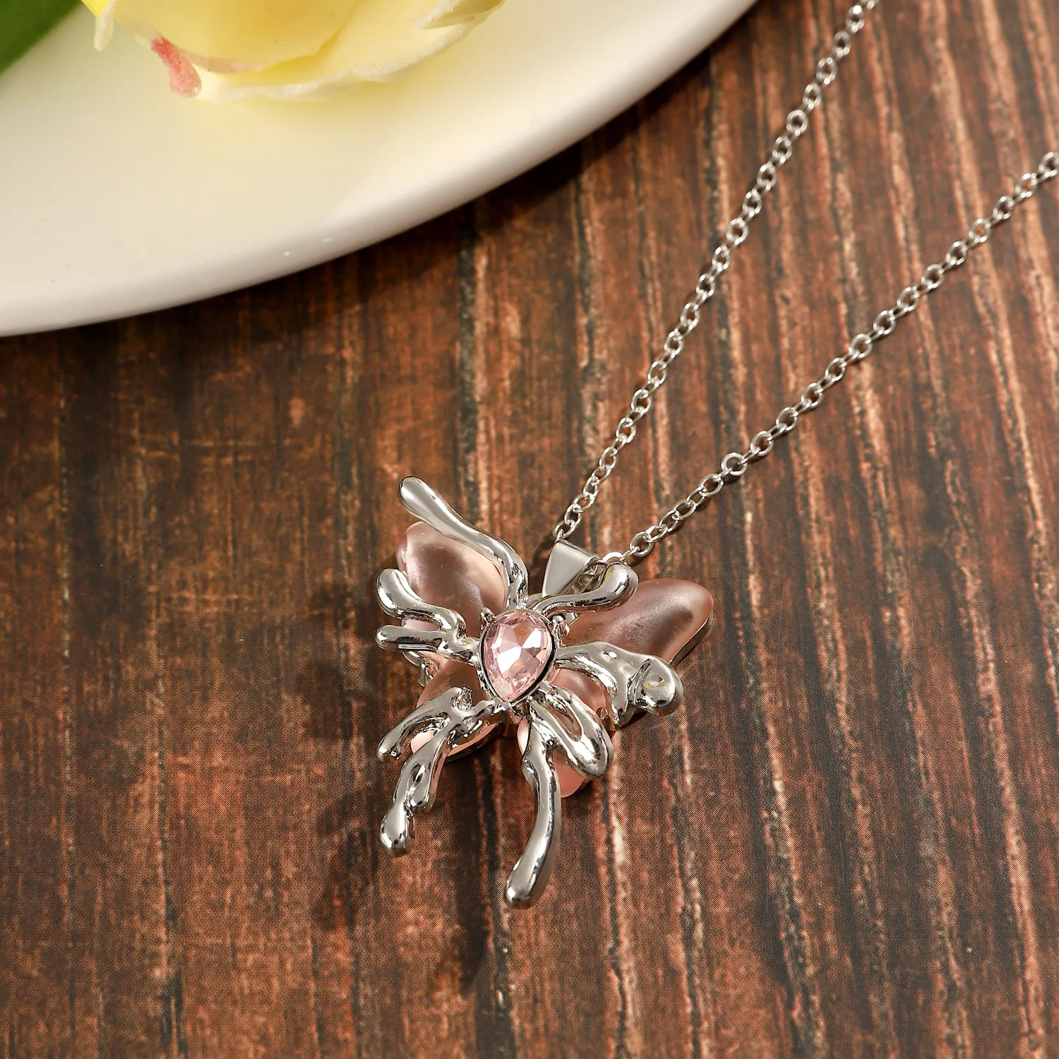 Y2K Pink Butterfly Necklace color variation
