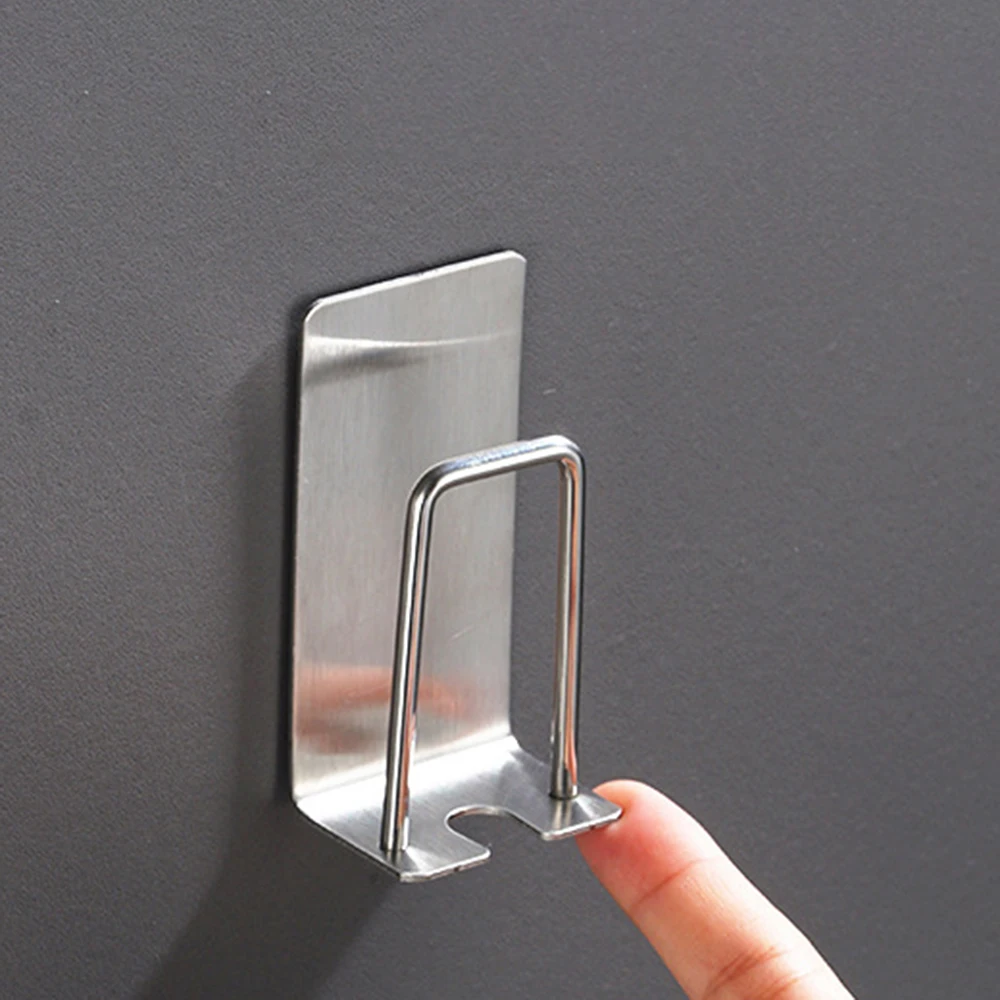1pc 304 Stainless Steel Perforation-Free Toothbrush And Washing Cup Wall Hook Suitable For Kitchen Bathroom Storage