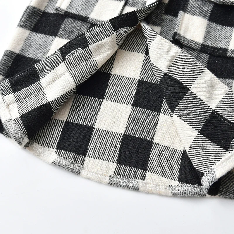 top and top Unisex Baby Boys Girls Long Sleeve Plaid Cotton Tee Shirts Tops Single Breasted Turn-down Casual Blouse