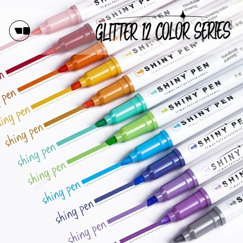 4 Farben/Box Kawaii Glitter Text marker Stift Pastell feine Pastell Text marker Marker Sammelalbum gemalt Schreibwaren Schul material