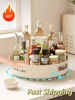1pcs，Creamy White Rotatable Round  Tray Countertop Multi Purpose organizer Tray Rotating shelf 1