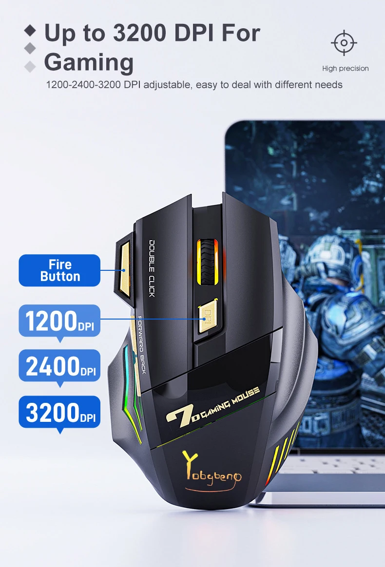 Mouse Wireless Ricaricabile Gamer Per Computer Mouse Da Gioco Rgb Mouse Usb Bluetooth Silenzioso Mause Ergonomico Per Mouse Pc Portatile