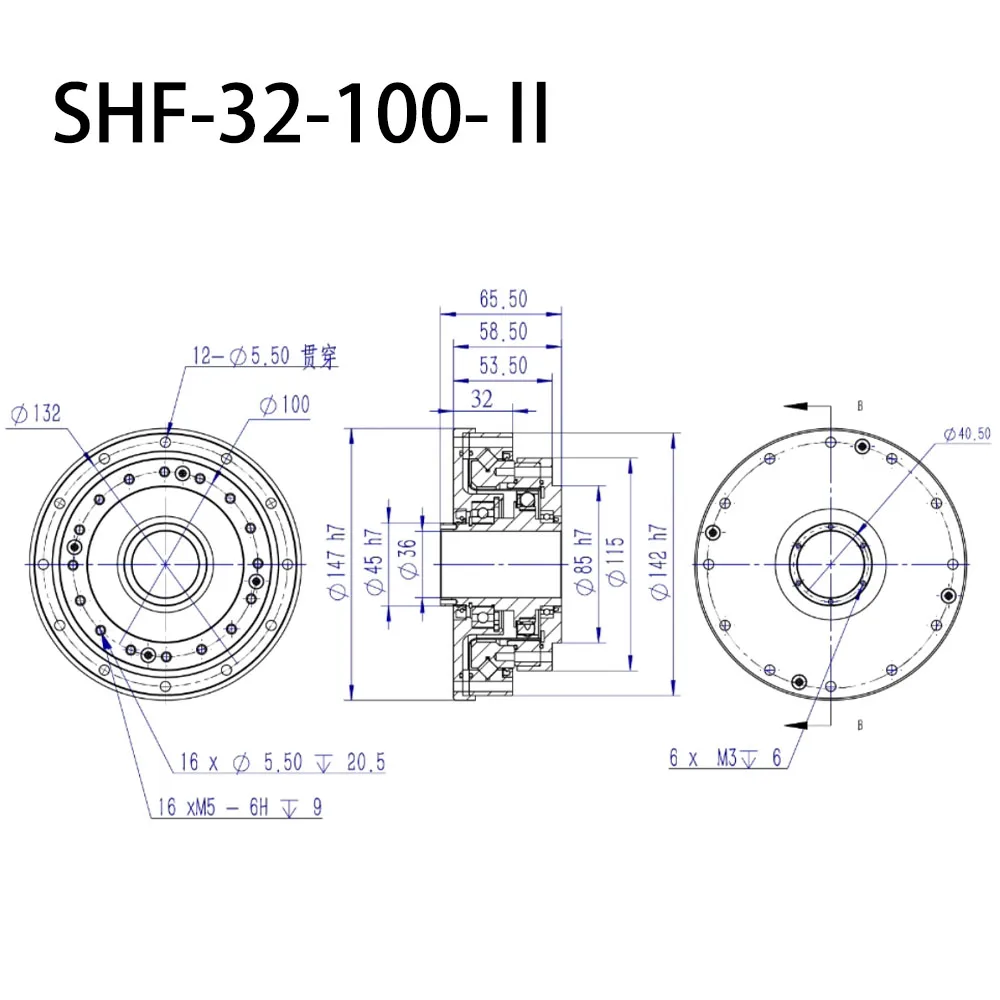 TS-TRH SHF-Ⅱ 시리즈 하모닉 드라이브 정밀 기어 감속기 SHF-32-50-Ⅱ SHF-32-100-Ⅱ