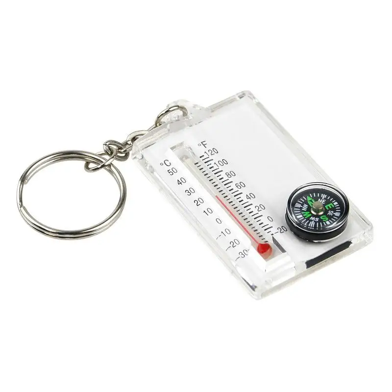 

Compass Keychain Portable Camping Compass Ultralight Camping Accessories Lightweight Keychain Thermometers For Camping