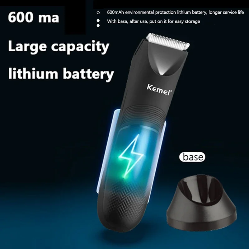 Kemei Washable Groin Body Trimmer for Men Women Electric Face Beard Hair Trimmer Rechargeable Pubic Ball Shaver Body Groomer