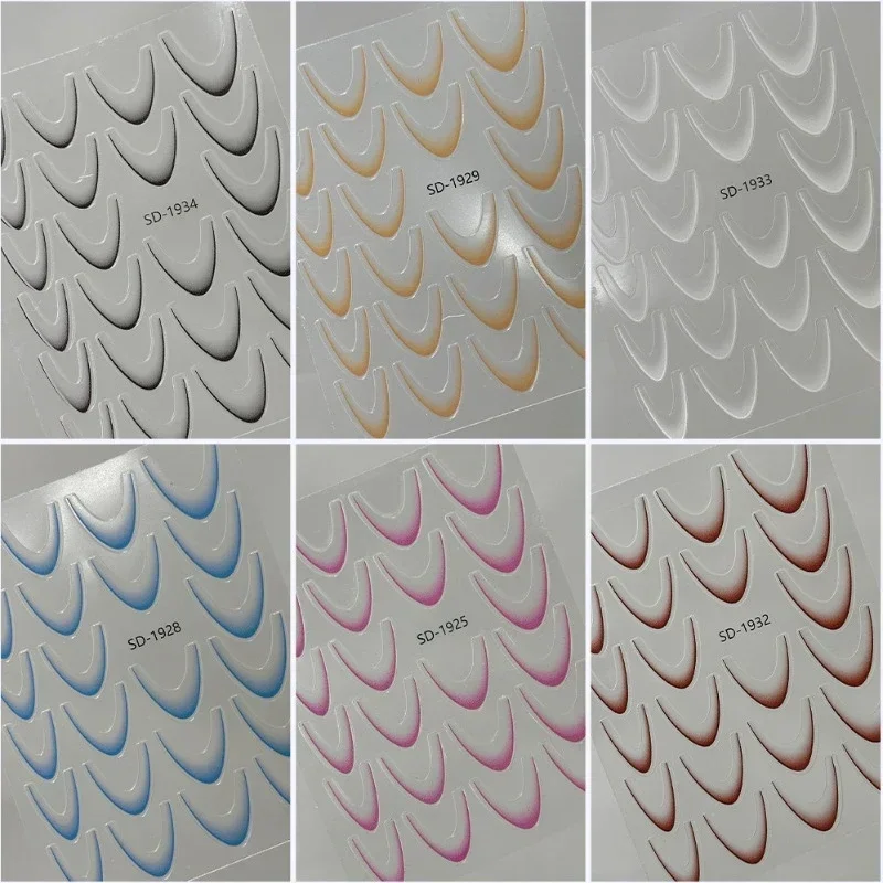 1pcs Gradient French Line Nail Art Stickers Black/White Self-Adhesive Slider Design Stencil Manicure Guides For DIY Nail Decor