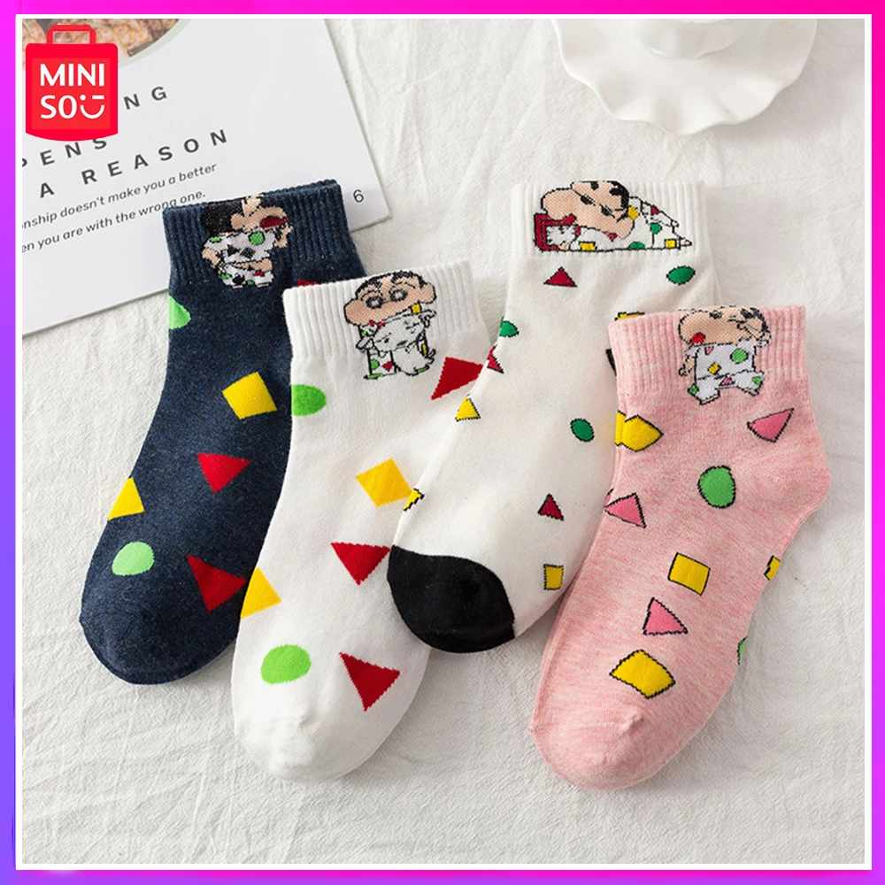 

Miniso Crayon Shin Chan New Fashion Style Vintage College School Student Casual Sports Cotton Socks Kawaii Christmas Girls Gifts