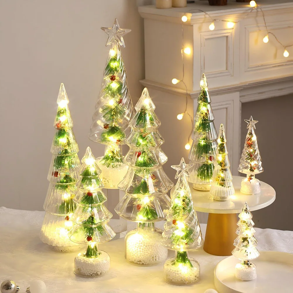 Realistic Pine Needles LED Tabletop Christmas Tree Night Light Holiday Home Bedroom Decor Gift for Family Christmas Lights