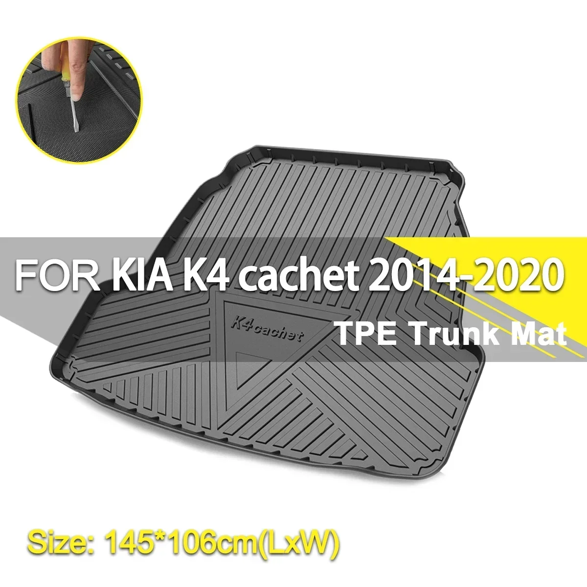 

Car Rear Trunk Cover Mat Waterproof Non-Slip Rubber TPE Cargo Liner Accessories For KIA K4 Cachet 2014-2020