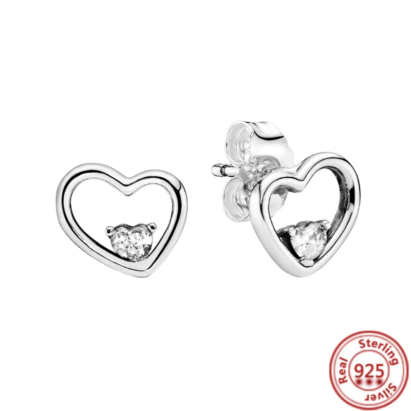 925 Sterling Silver Earring Feather Flowers Heart Pav&eacute; Infinite Shine Earrings For Women Gift silver earrings