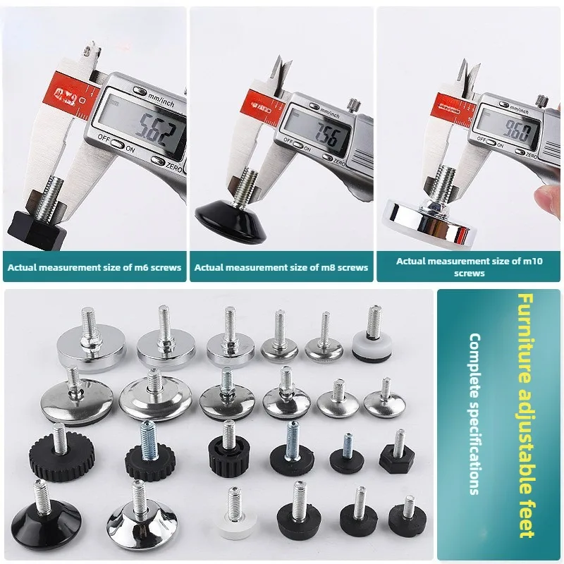 Nivellierfußbasis, M6, M8, M10, höhenverstellbar durch Schraube, Durchmesser 21mm, 24mm, 27mm, 30mm, 36mm, 40mm, 2 Stück, 4 Stück, 8 Stück – Detail 1