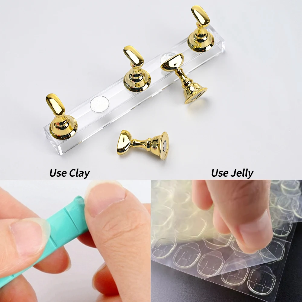 1Set  Magnetic Nail Stand for Press On Nails Display Fake Nail Nail Tips Practice Holder with Reusable Putty Nail Beginner diy